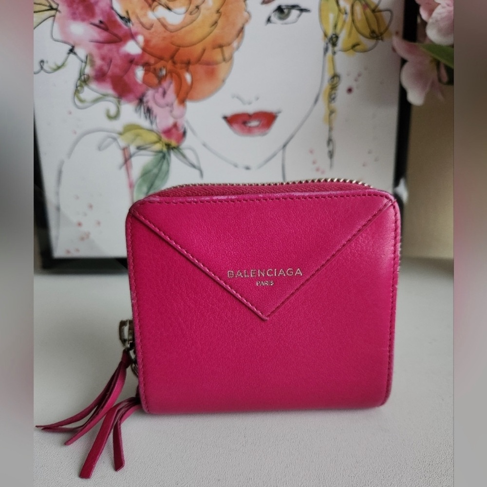 Authentic Balenciaga pink compact wallet.